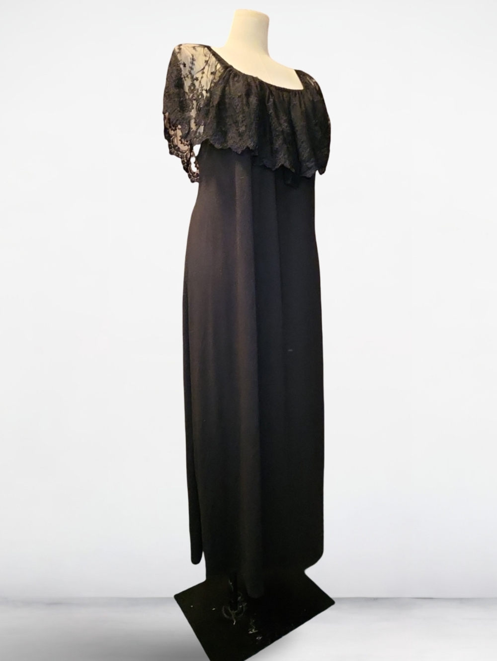 Just Found Black Lace Off Shoulder Maxi Dress 3X Plus Ruffle Lightweight Women's